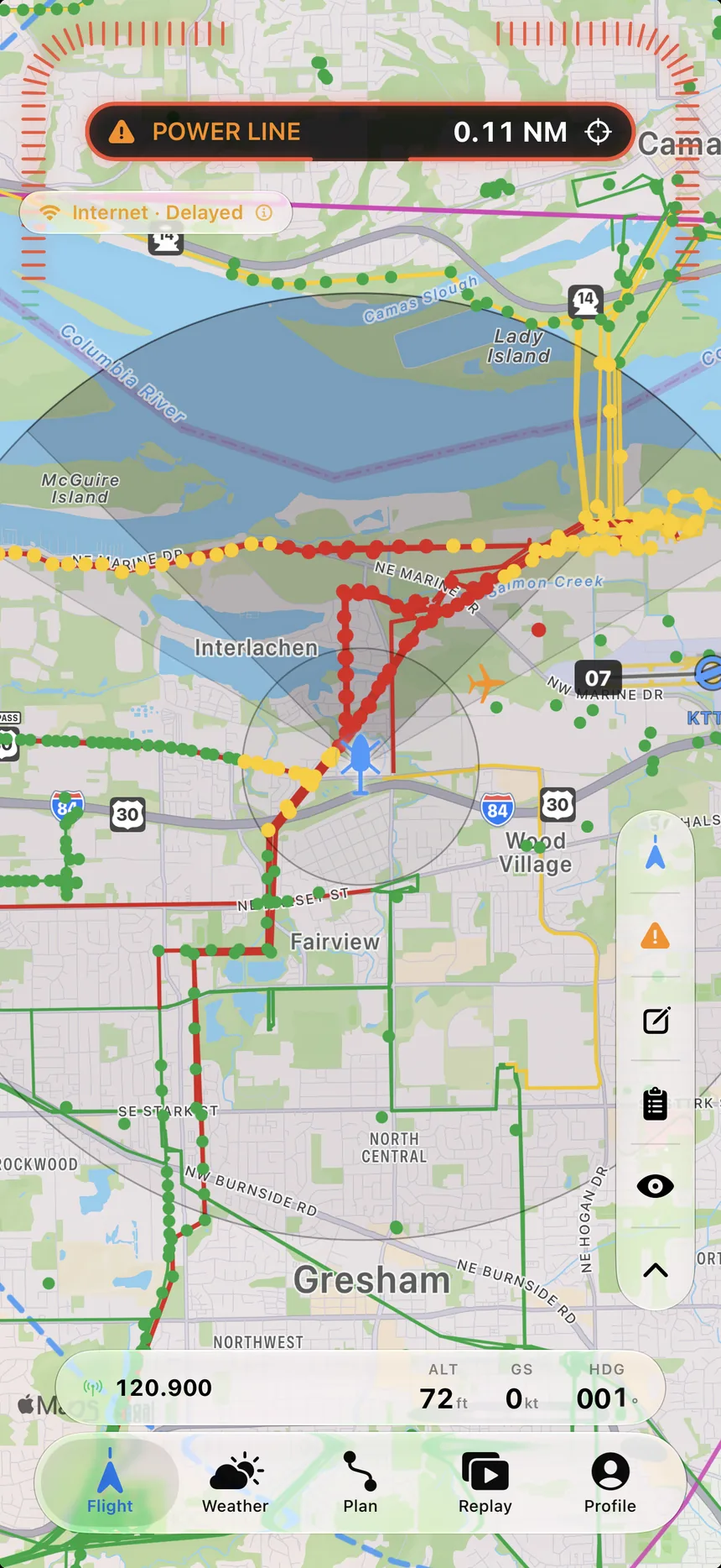 ADS-B traffic drawn on the LowOps moving map.